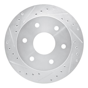 Cadillac Escalade Brake Rotor (1) - Front Left - R1 Concepts - Drilled & Slotted - Silver - `88-`00